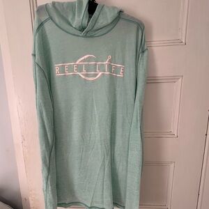 Sunshirt Reel Life Washed Circle Palm Pullover Hoodie Seafoam XXL